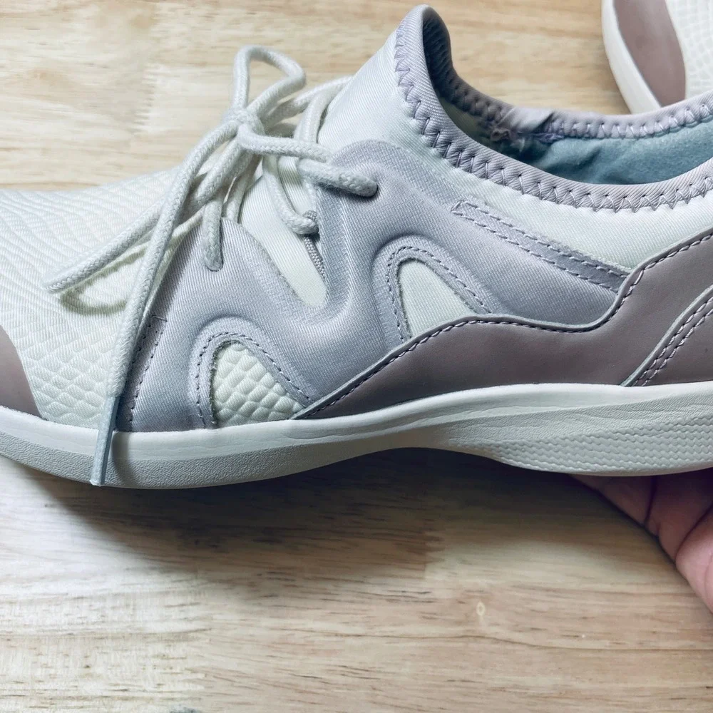 Vionic Storm Women 7 Mauve Cream Textured Mesh Lace Up Walking Sneakers